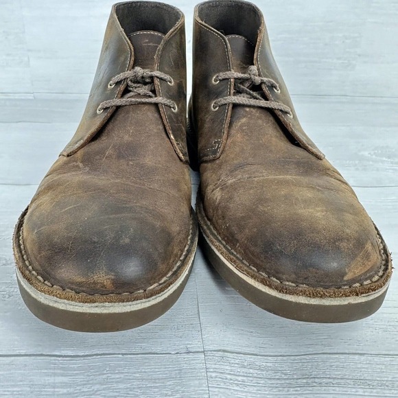 Clarks Bushacre Chukka Desert Boots Men Size 10.5 M Leather Brown Lace Up Shoes‎ - Picture 3 of 13